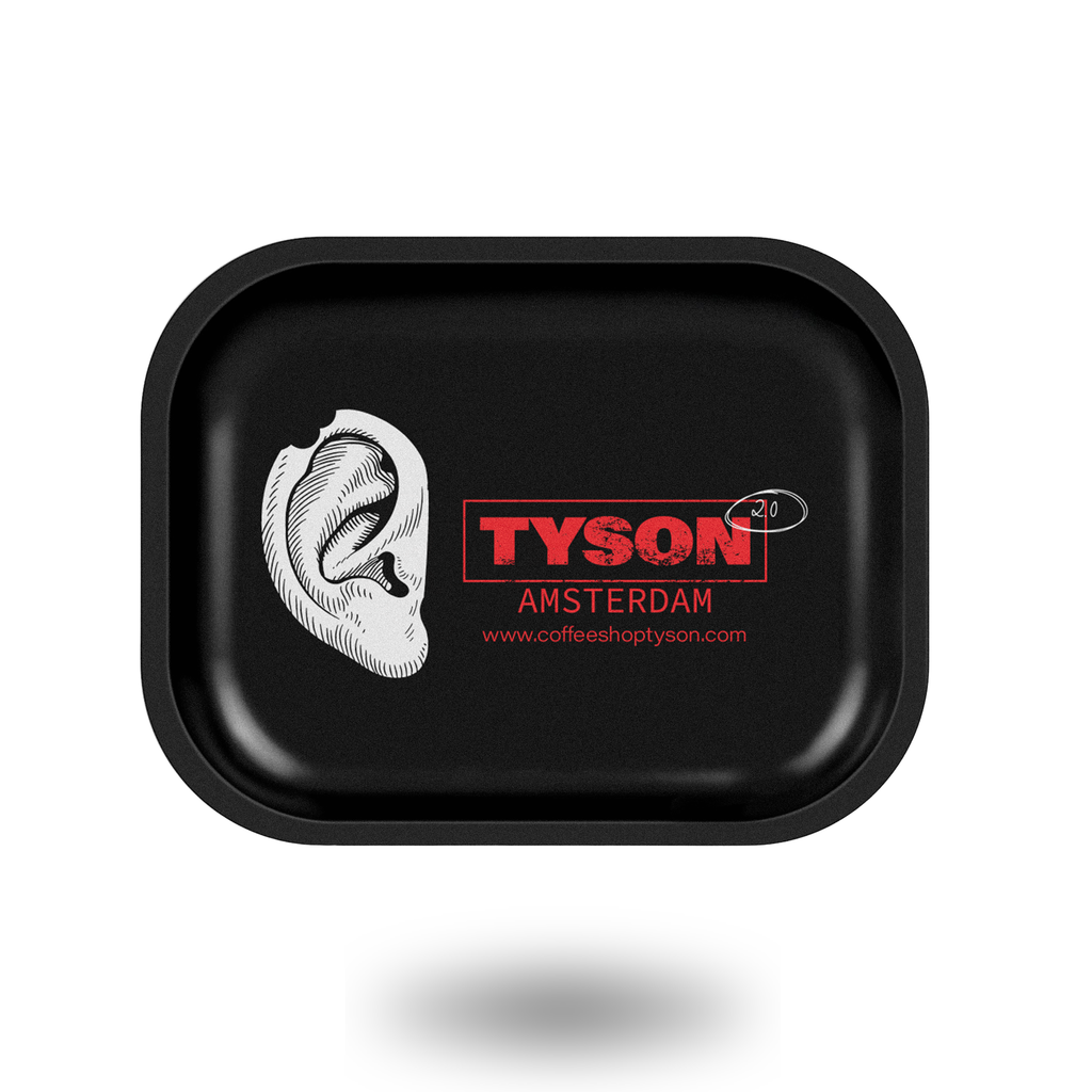 Black tray with Tyson Amsterdam logo on a white background